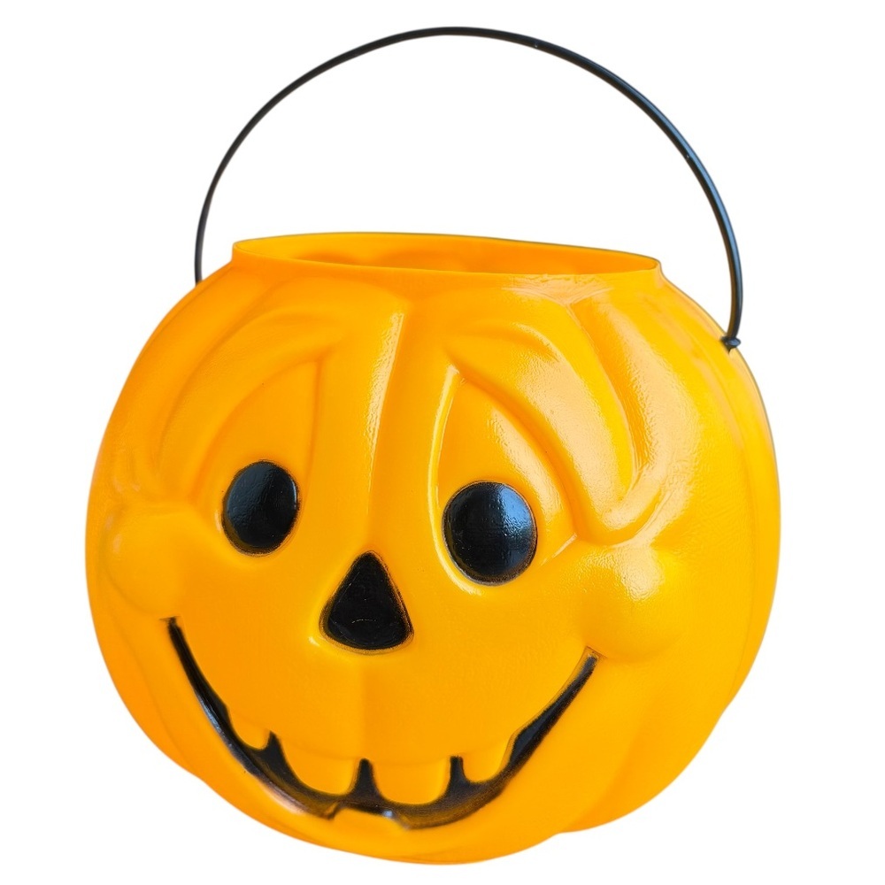 General Foam Plastics vintage Halloween bucket jack-o-lantern orange kids trick